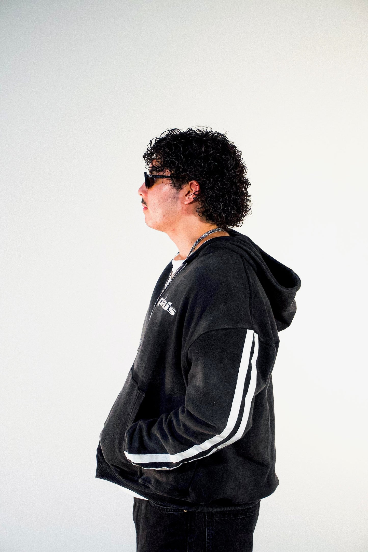 "LOGO" CROPPED ZIP HOODIE